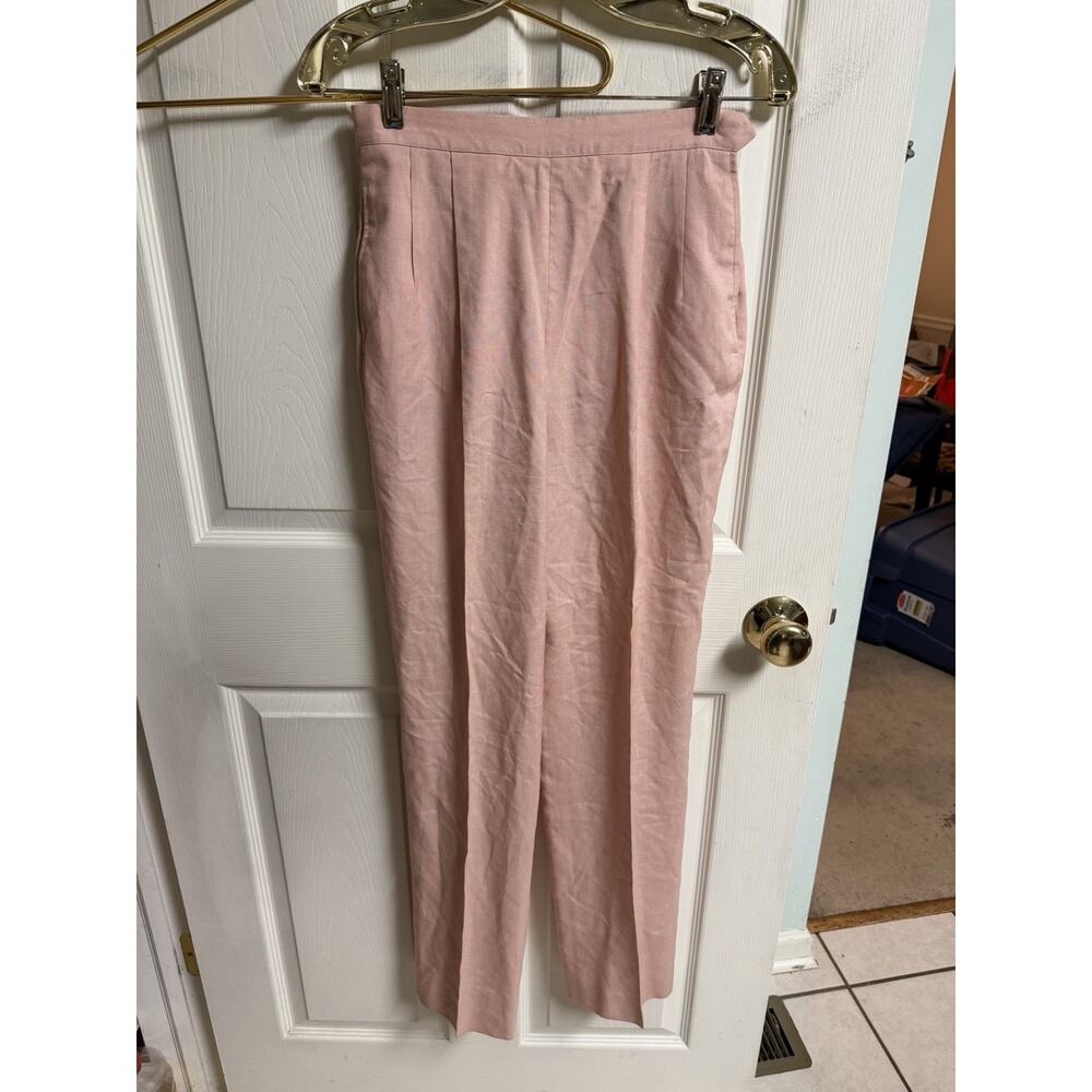 Tahari Silk Blend Pleated High Waisted Dress Pants Vnt 90s Pink Med 8 26x30